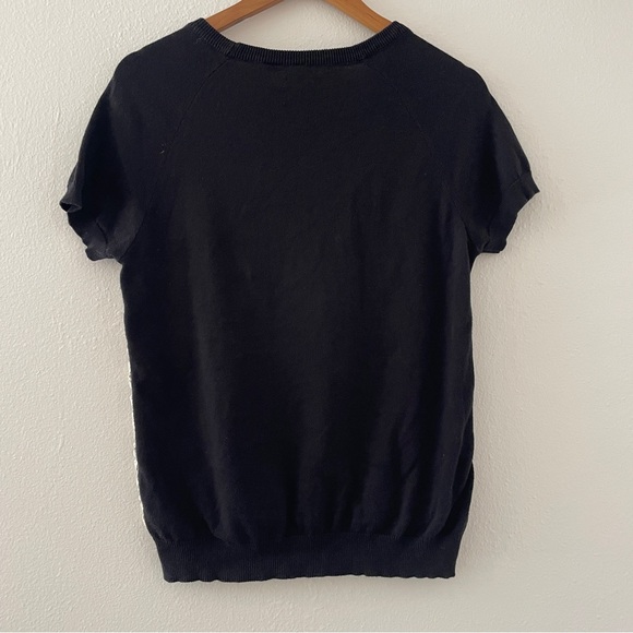 Anthropologie Moth Facade Lace Gingham Short Sleeve Sweater Top - Picture 3 of 5